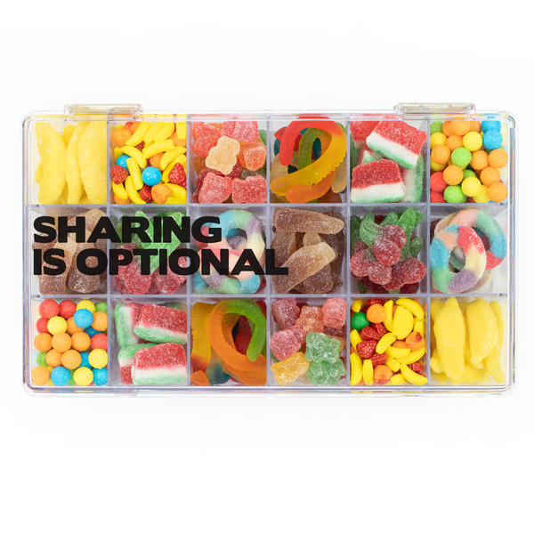 Ultimate snackle box. Sweet! Savory! Sour! Chocolatey! Crunchy! Gummy!, snackle  box