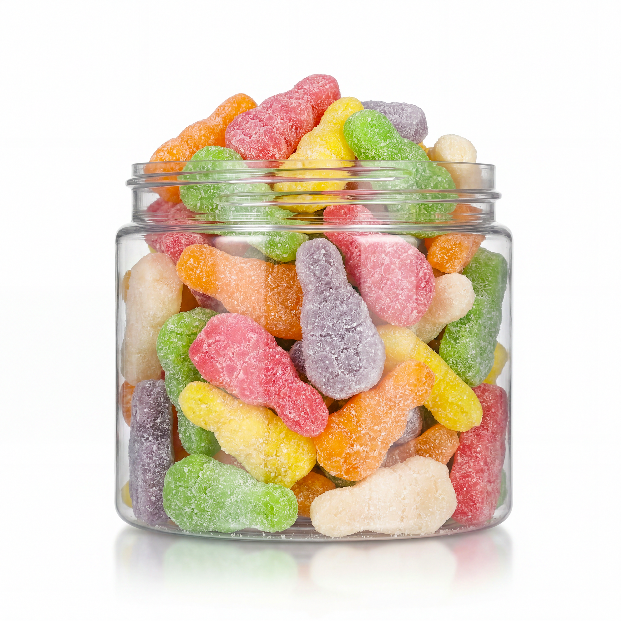 Sweet Sugared Bunnies candy package featuring a pretty pastel assortment of sugar sanded bunny shaped chewy fruit sweets and confections from a 100% peanut and tree nut free facility.