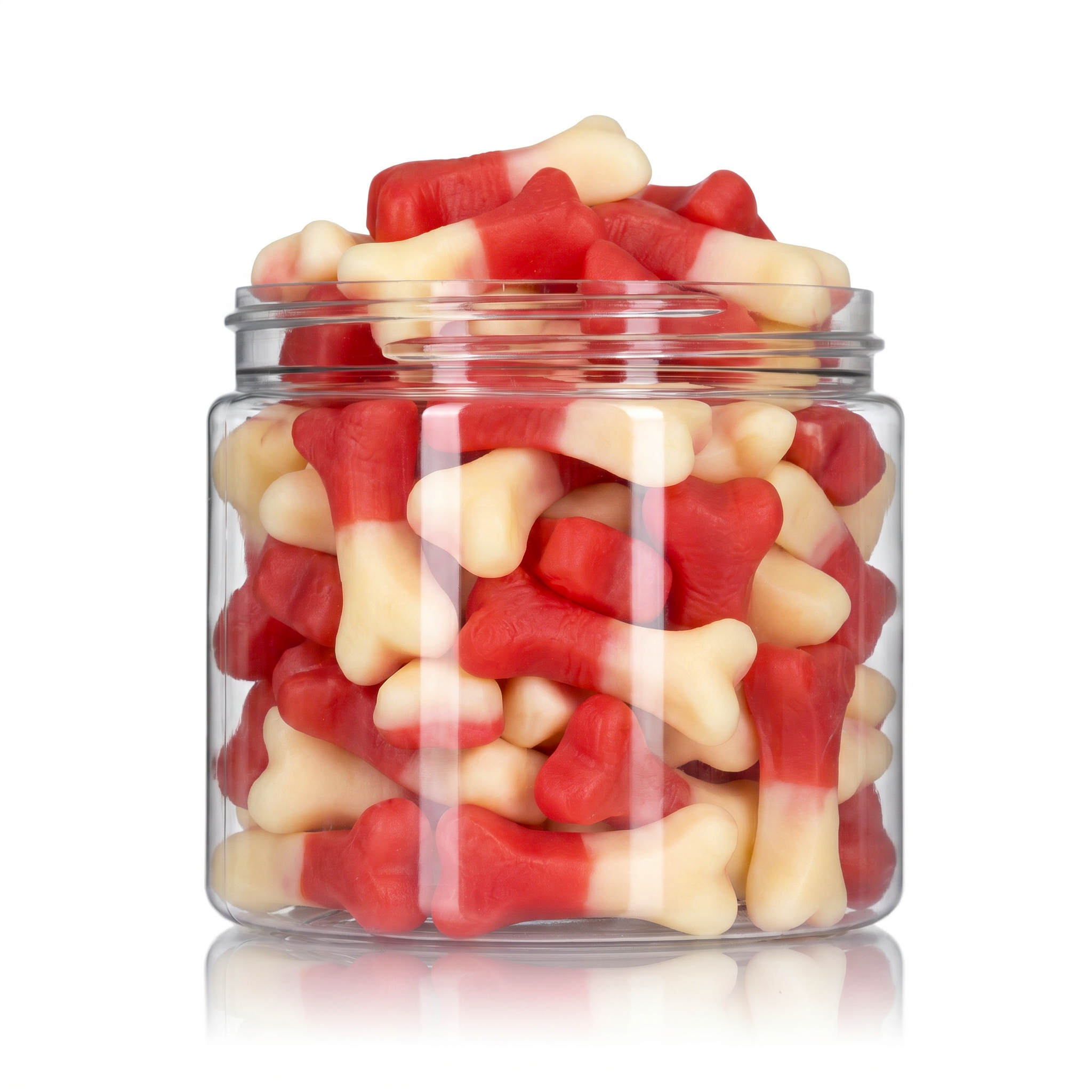 Gummy Bones candy package featuring a vibrant assortment of spooky bone shaped chewy sweets and confections from a 100% peanut and tree nut free facility.
