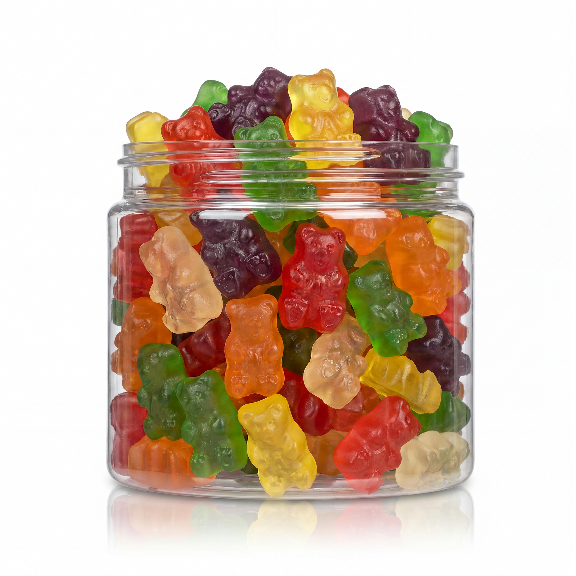 Premium Gummy Bears featuring a colourful array of fruity chewy sweets from a 100% peanut and tree nut free facility.