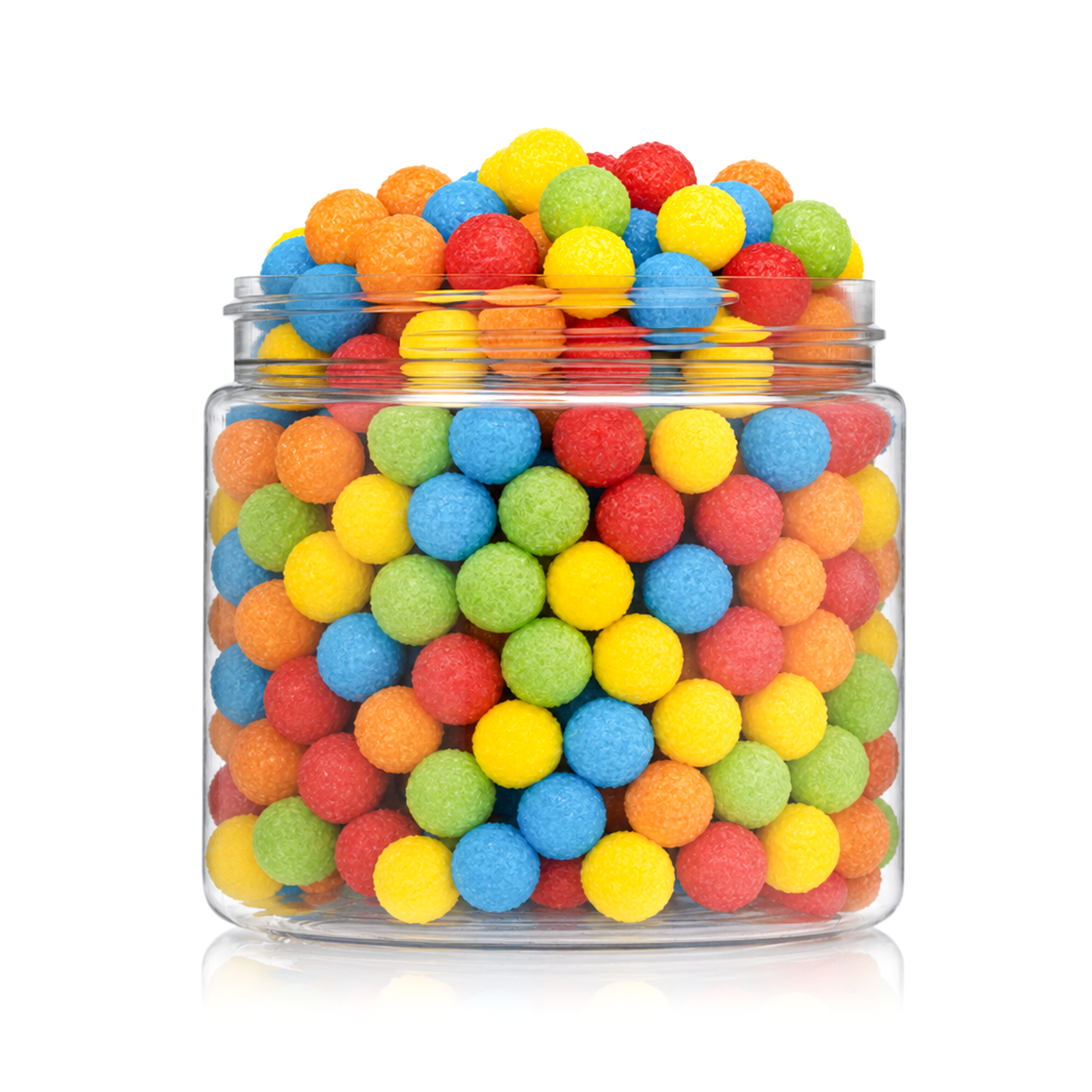 Crunchy Candy Cosmic Rocks package featuring a vibrant multi-coloured assortment of rock shaped compressed sugar sweets and confections from a 100% peanut and tree nut free facility.