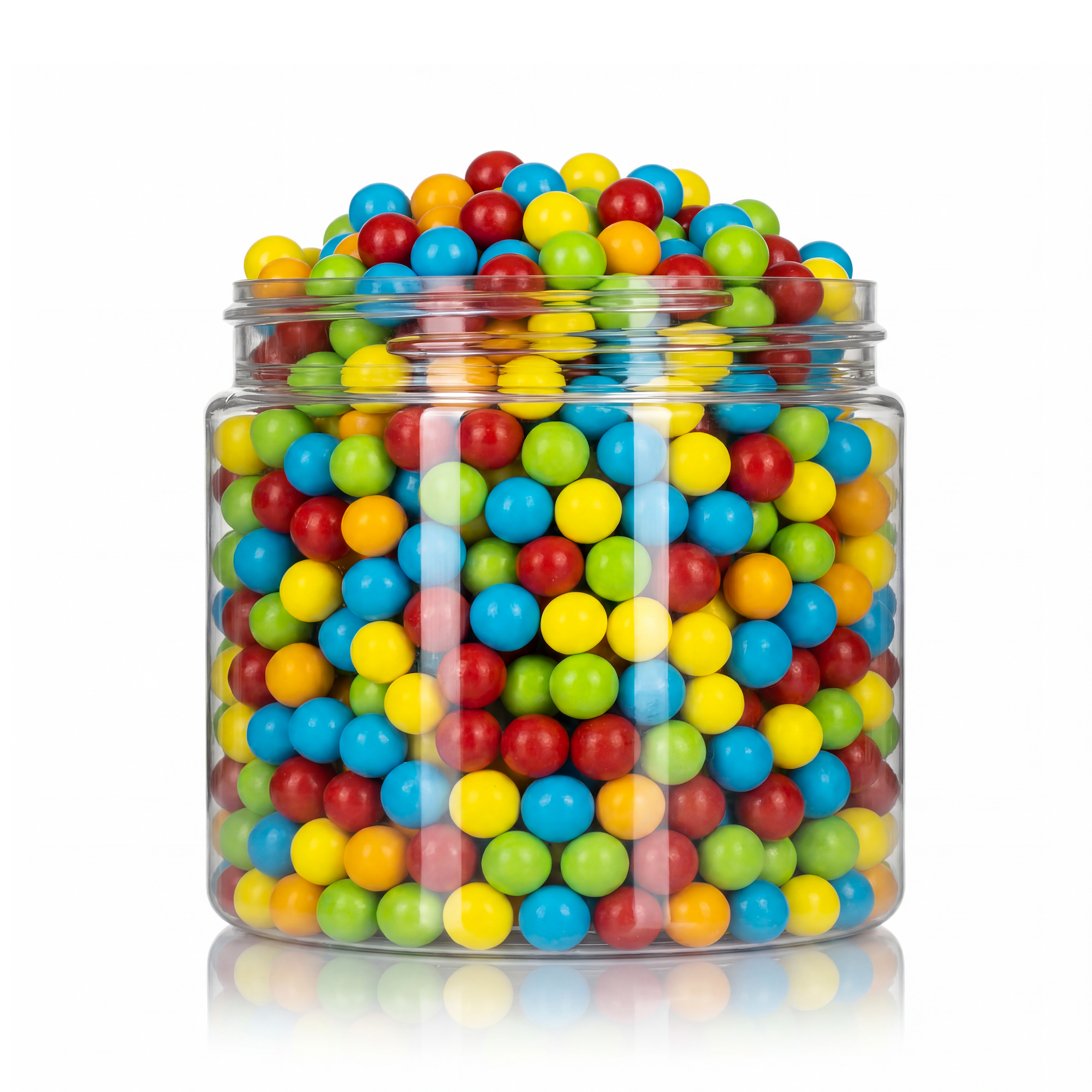 Crunchy Candy Beads package featuring a vibrant multi-coloured assortment of bead shaped compressed sugar sweets and confections from a 100% peanut and tree nut free facility.