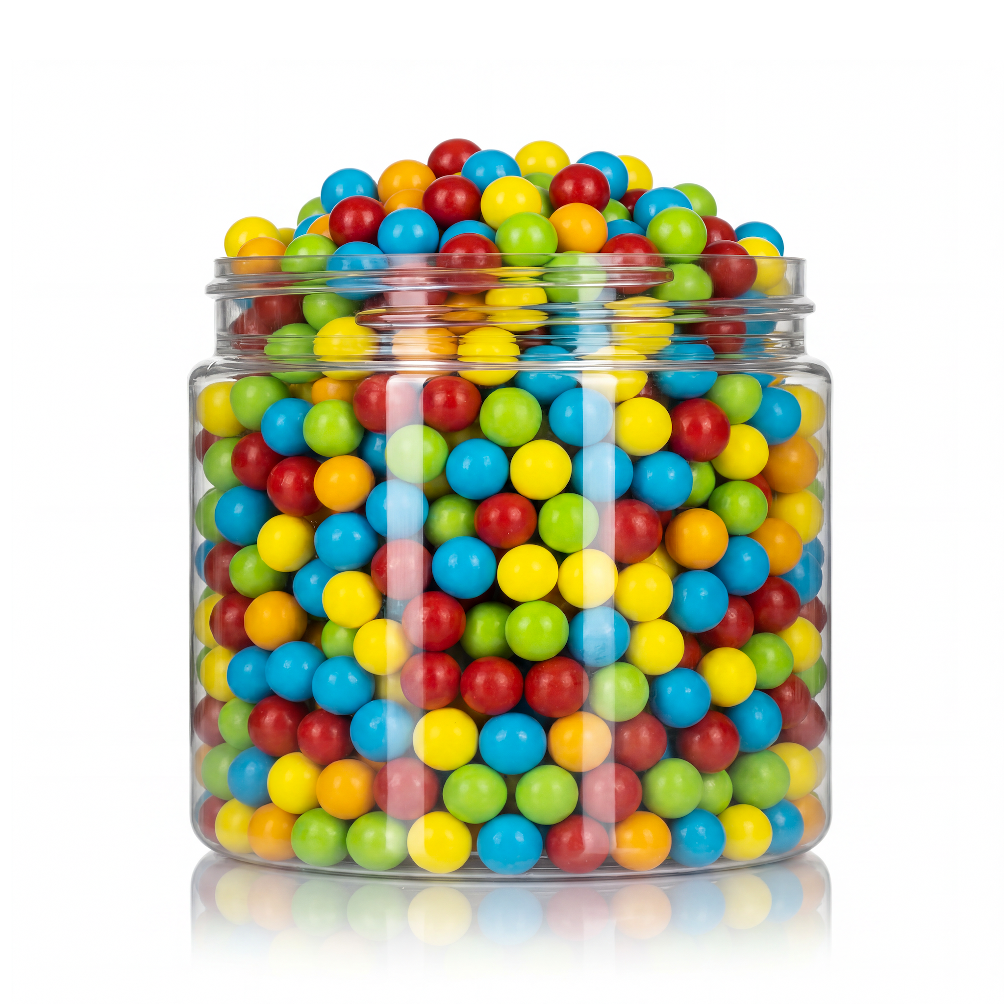 Crunchy Candy Beads package featuring a vibrant multi-coloured assortment of bead shaped compressed sugar sweets and confections from a 100% peanut and tree nut free facility.