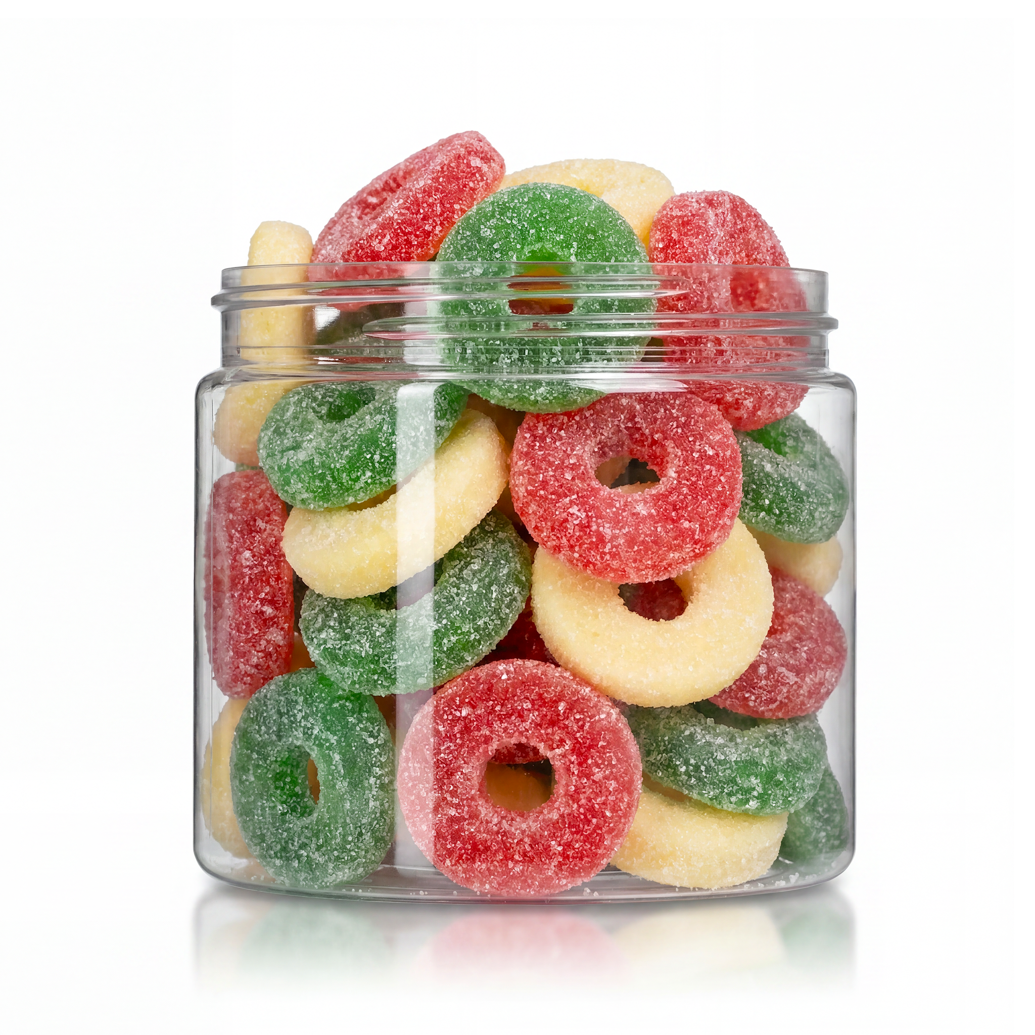 Holiday Ring candy package featuring a vibrant red and green assortment of Christmas themed sweets meant for snacking from a 100% peanut and tree nut free facility.