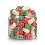 Holiday Mix candy package featuring a vibrant red and green assortment of festive Christmas sweets and confections from a 100% peanut and tree nut free facility.